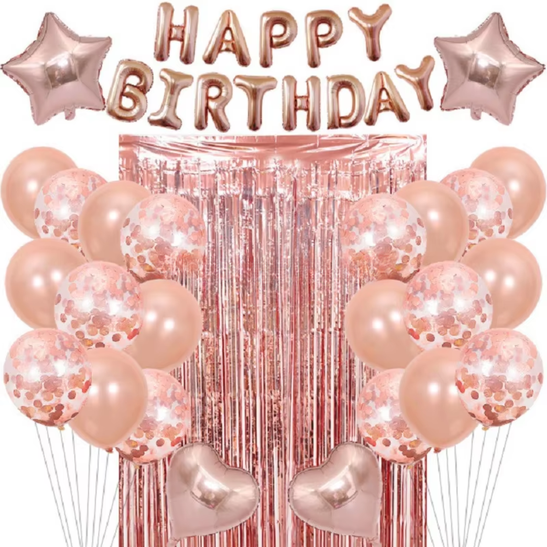 38pcs Rose Gold Birthday Party Decorations Set