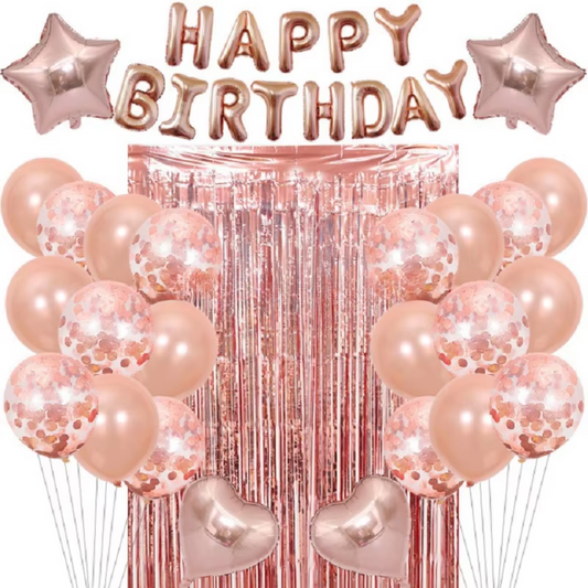 38pcs Rose Gold Birthday Party Decorations Set