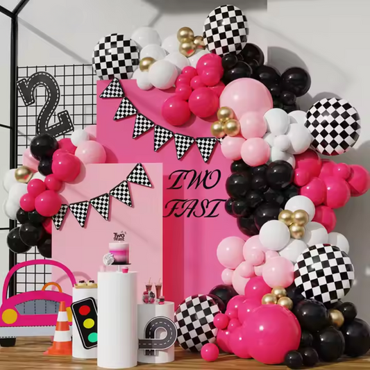 Girl's Race Car Theme Party Balloon Garland Kit