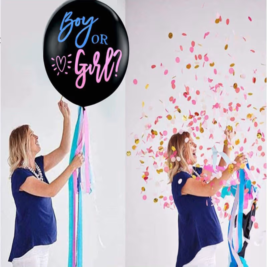 36 inch 3pcs Boy Girl Gender Reveal Black Balloon