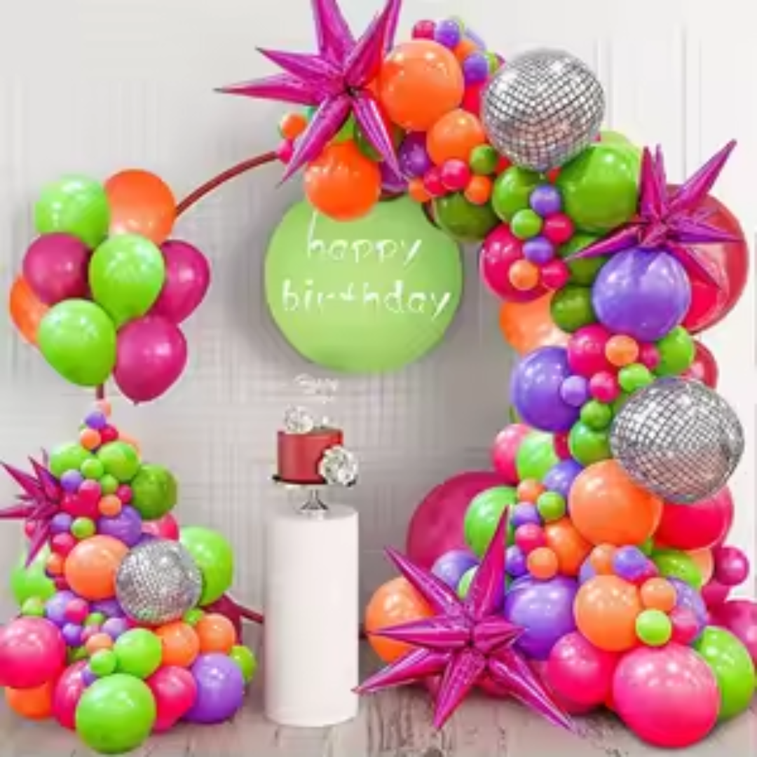 110pcs Disco Ball 90s 80s Theme Balloon Garland Kit