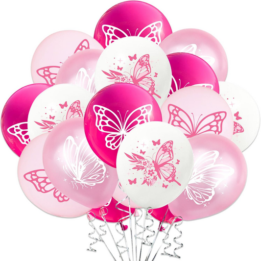 20pcs Pink Butterfly Balloons Set