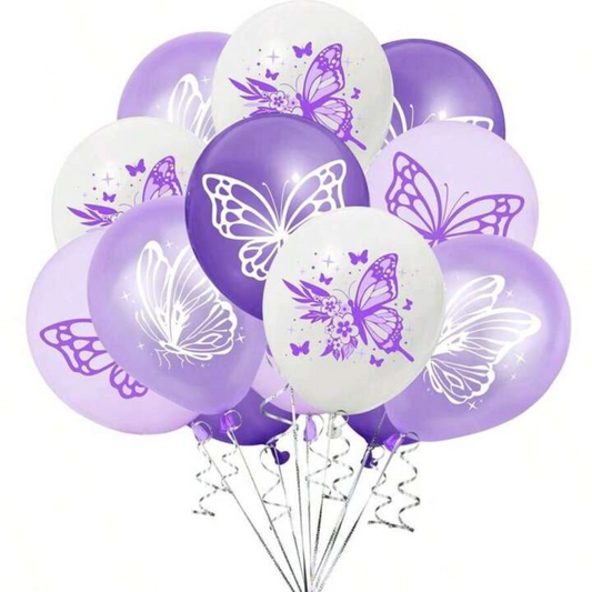 20pcs Purple Butterfly Balloons Set