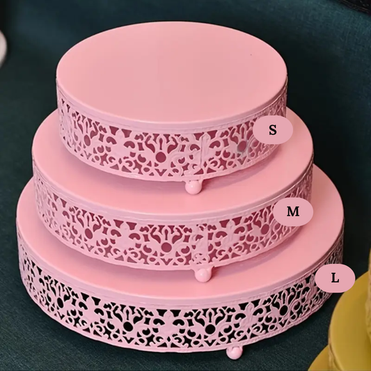 Pink Hollow Lace Design Cake Stand for Rental