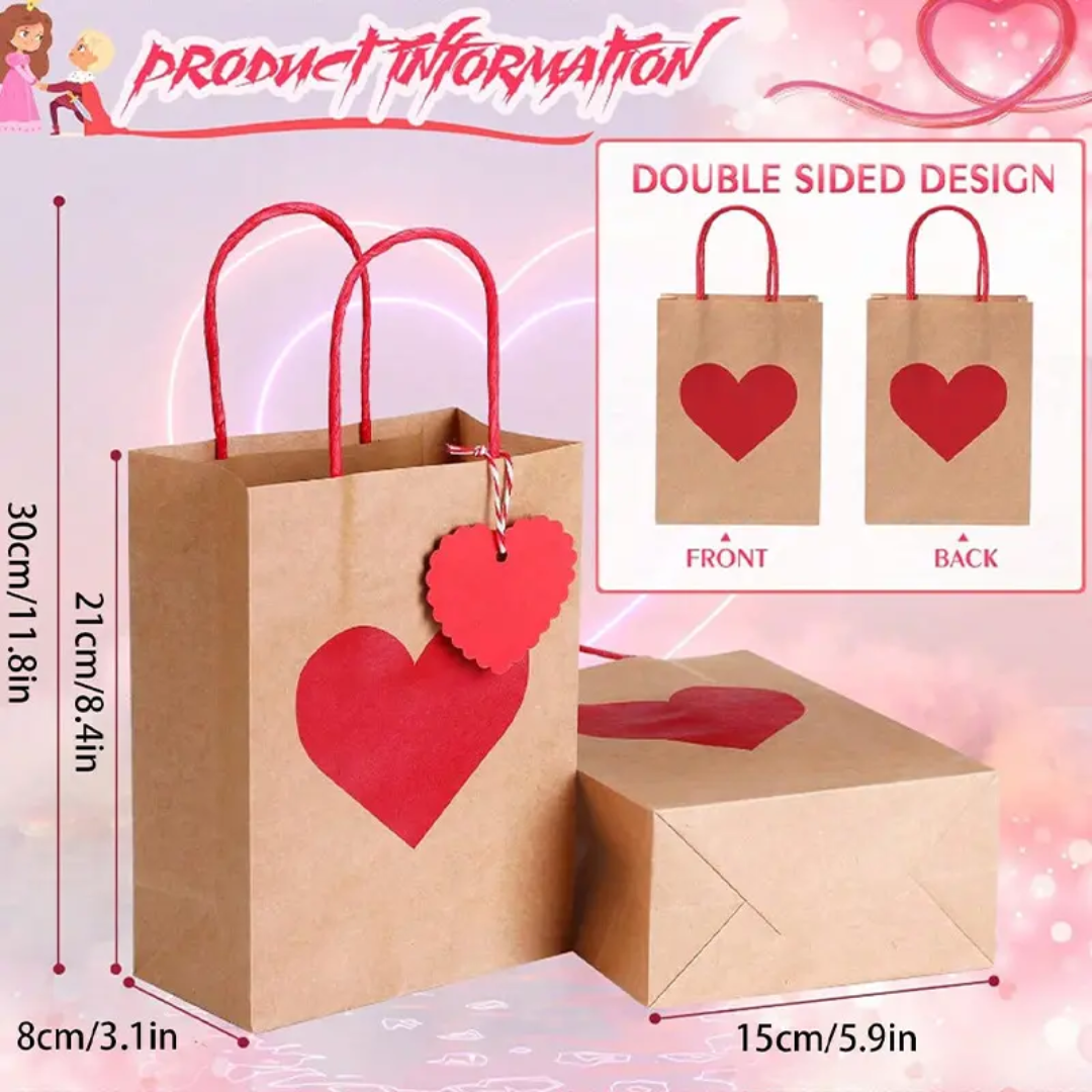Heart-Shaped Paper Gift Bags