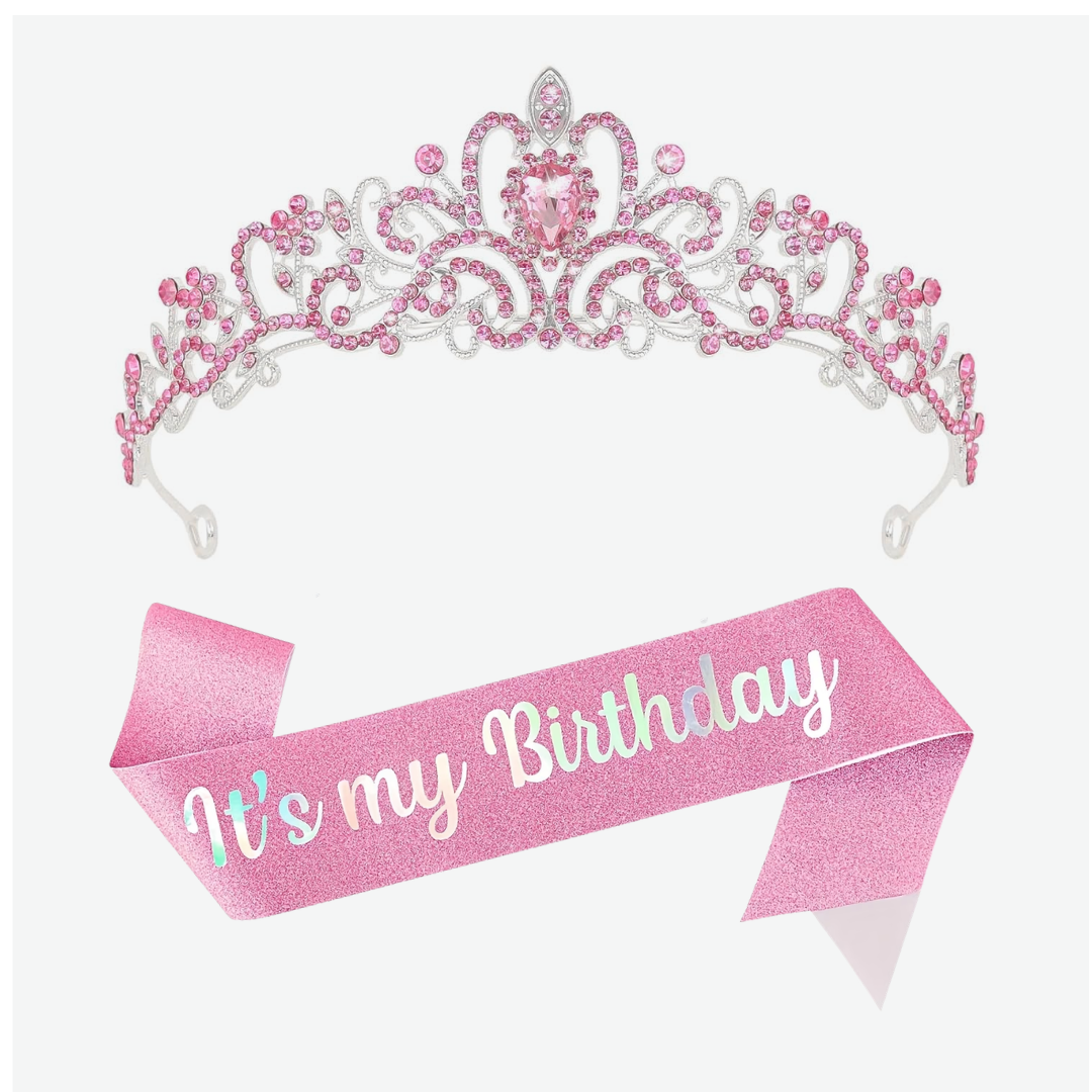 Pink It's my Birthday Sash and Crown