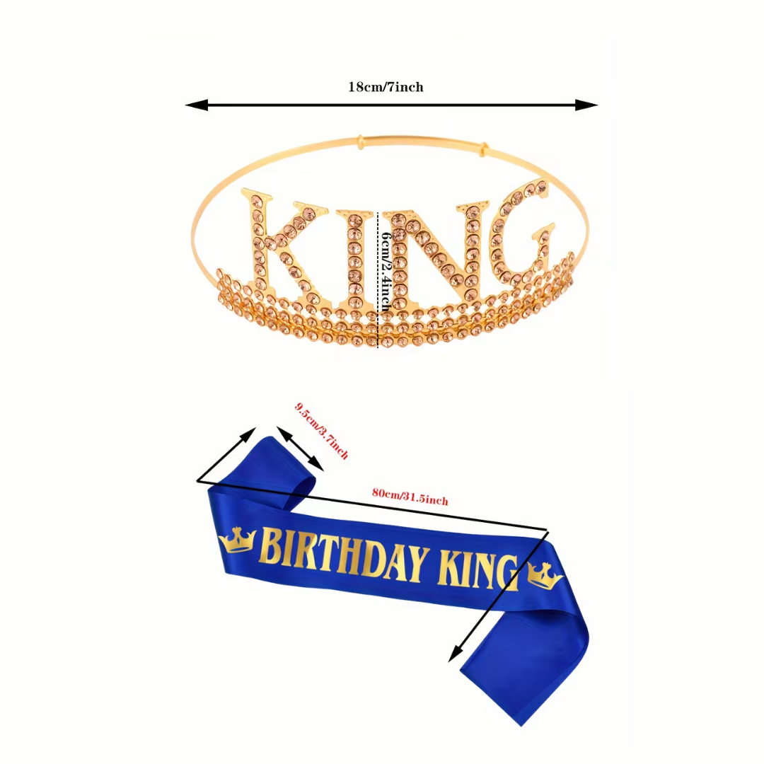 Birthday King Crown and Sash Set