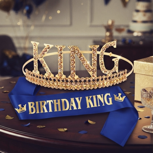 Birthday King Crown and Sash Set
