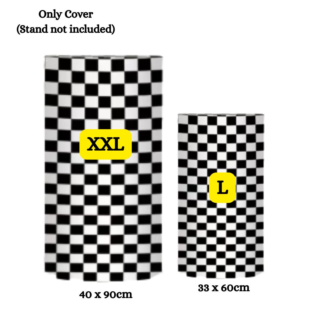 Racing Car Black and White Checkered Round Cylinder Cake Stand Cover for the Rent (Only Cover)
