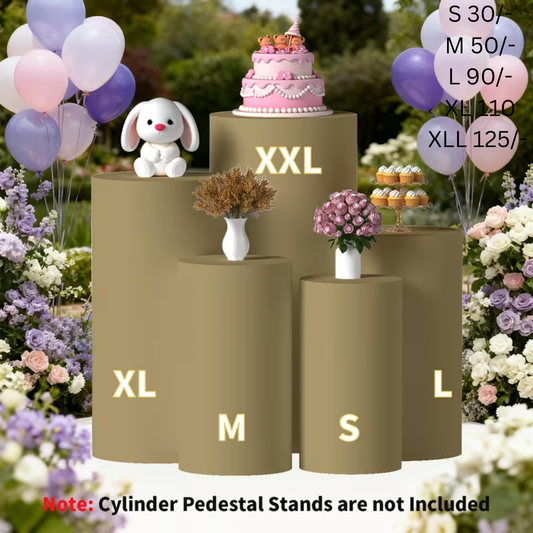 Khaki Round Cylinder Cake Stand Cover for the Rent (Cylinder not included)