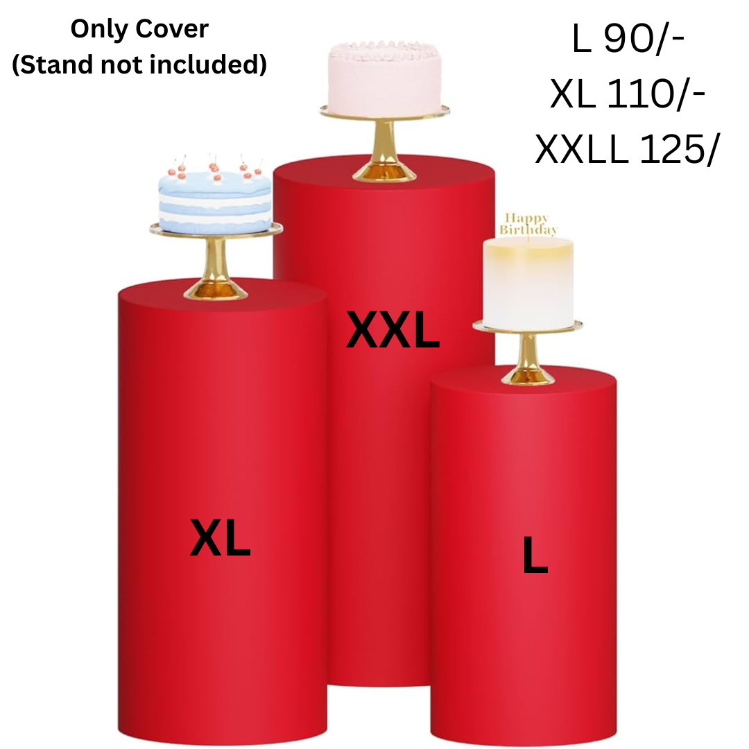 Red Round Cylinder Cake Stand Cover for the Rent