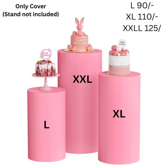 Pink Round Cylinder Cake Stand Cover for the Rent (Cylinder not Included)