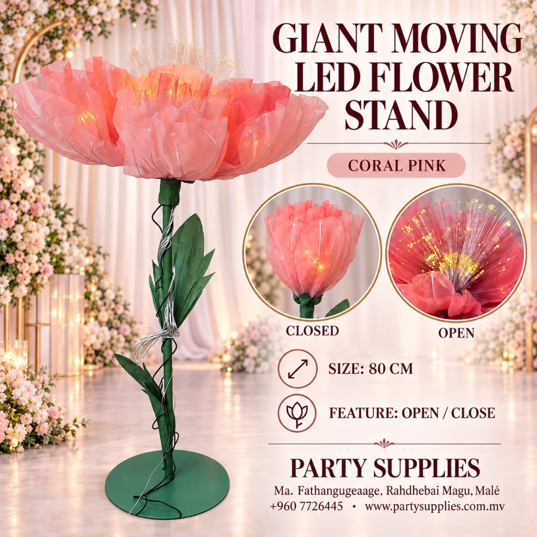 Coral Pink Giant Moving Led Flower Stand for the Rent