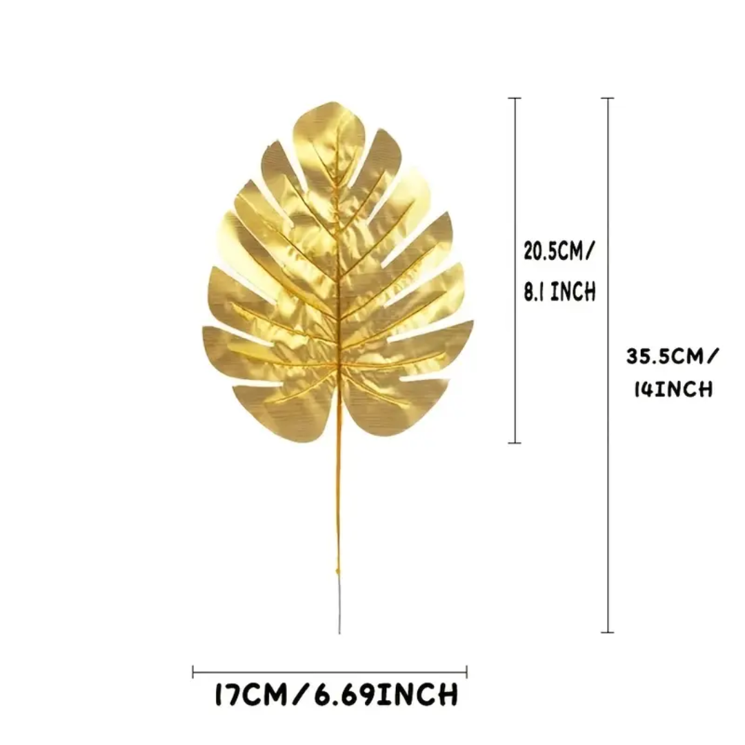 5pcs Gold Leaf Artificial Palm Leaves