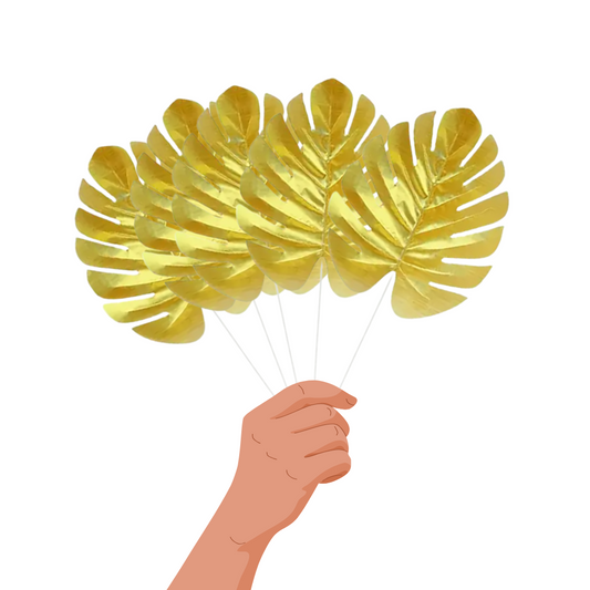 5pcs Gold Leaf Artificial Palm Leaves