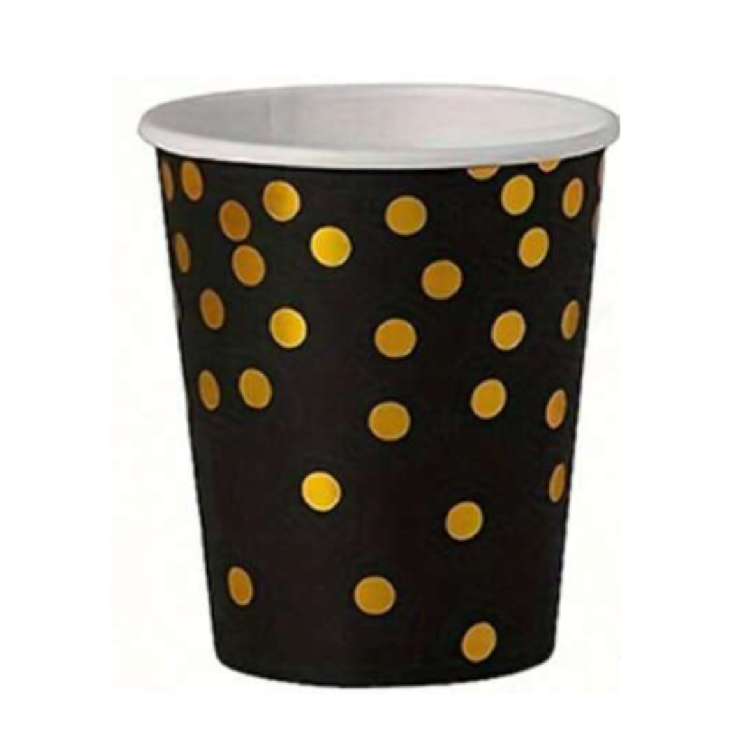Black & Gold Metallic Dot Dinnerware