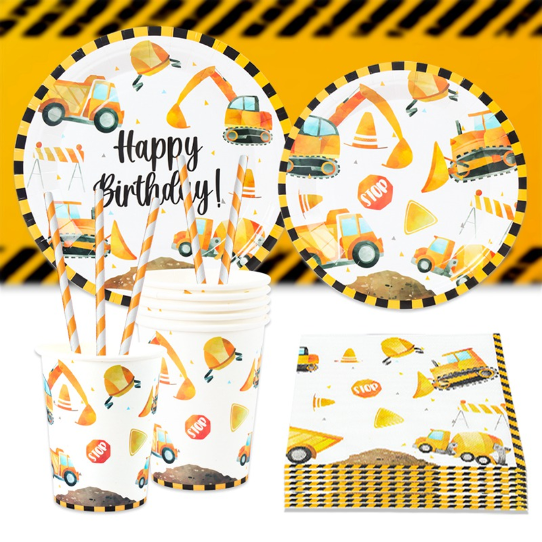 Construction Engineering Theme Dinnerware Plates, Cups, Napkins