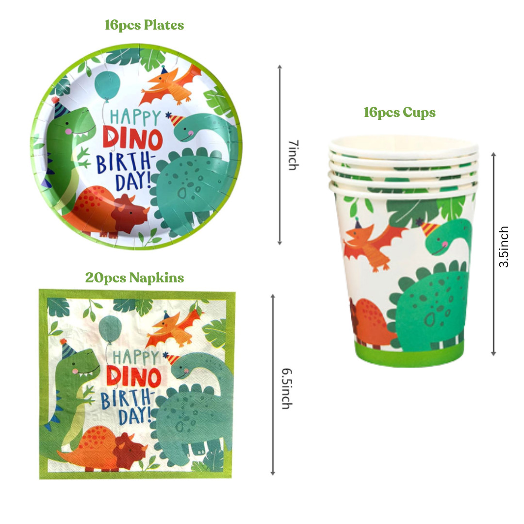 Dinosaur Theme Dinnerware, Plates, Cups, Napkins