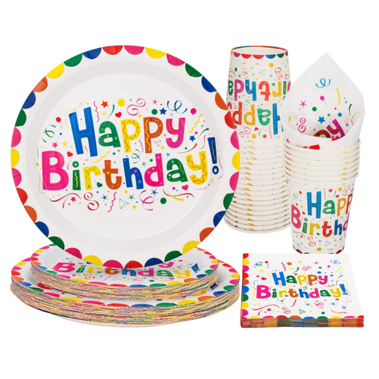 Rainbow Theme Dinnerware, Plates, Cups, Napkins