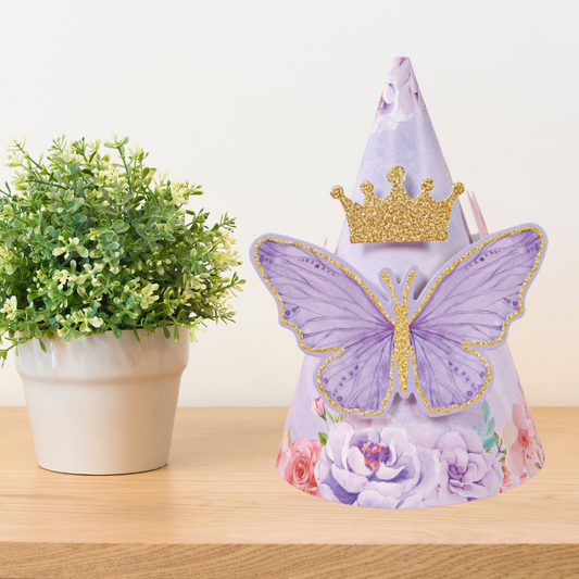 1pcs Purple Butterfly Theme Paper Party Hats