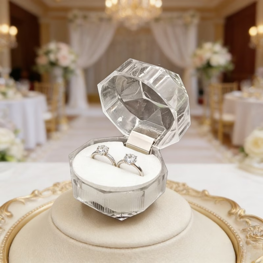 Transparent Octagonal Mini Storage Ring Box