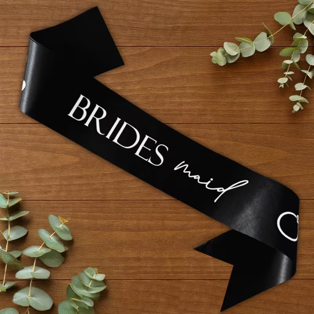Black and White Bridesmaid Sash