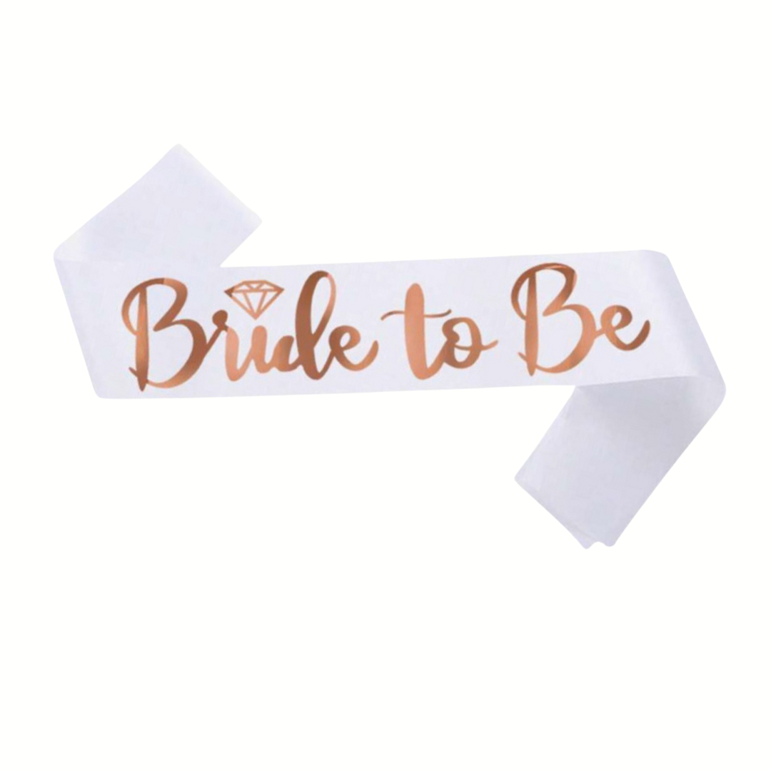 White and Rose Gold Bride to be Sash