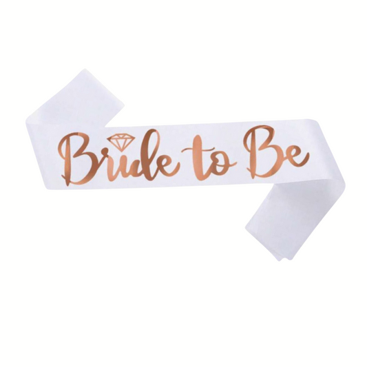 White and Rose Gold Bride to be Sash