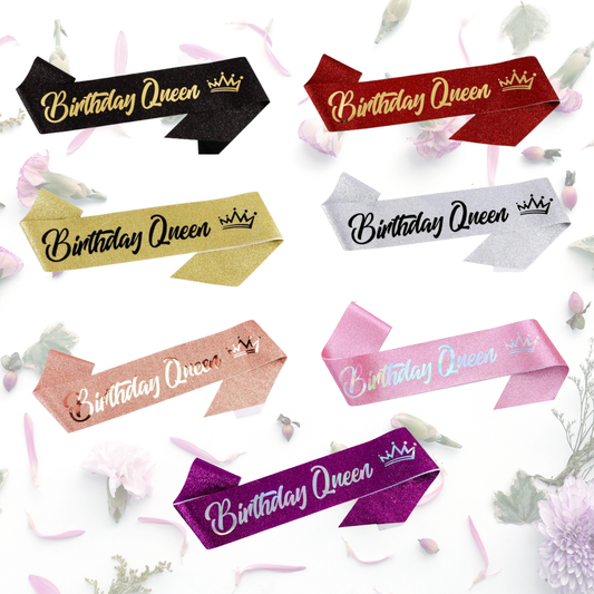 Glitter Birthday Queen Sash