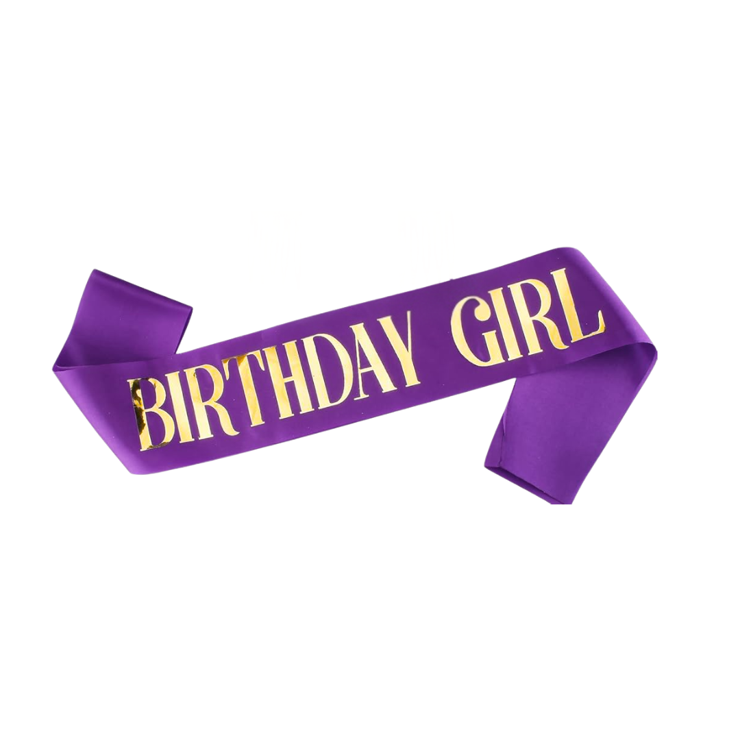 Purple and Gold Birthday Girl Sash