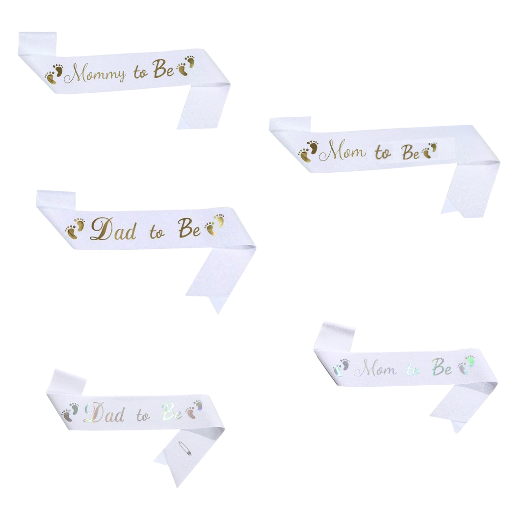 Baby Shower Gender Reveal Mom to be, Mummy to be and Dad to be Glitter Sash