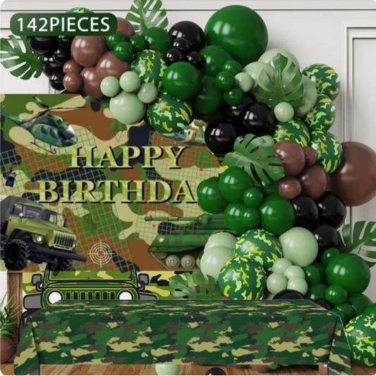 142pcs Camouflage Army Theme Balloons
