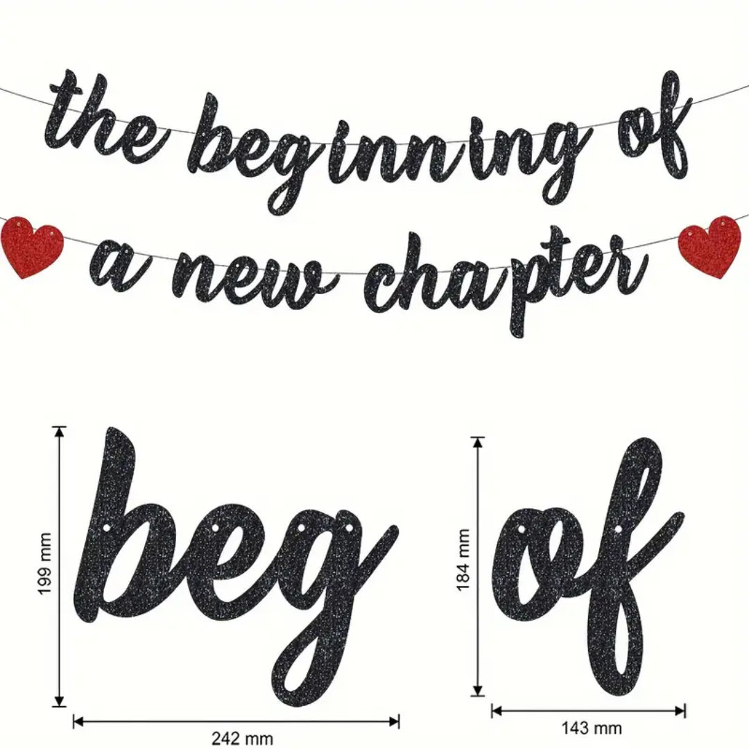 The Beginning Of A New Chapter DIY String Glitter Banner