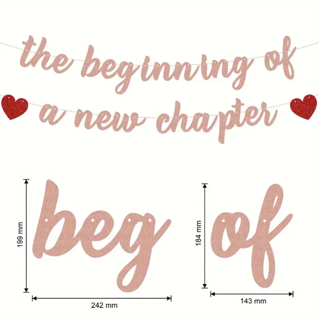 The Beginning Of A New Chapter DIY String Glitter Banner
