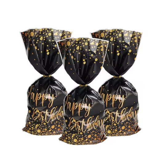 Happy Birthday Black & Gold Candy Bag