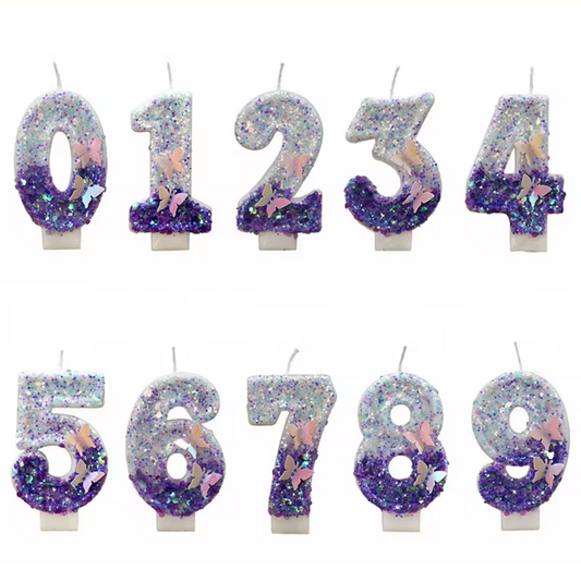 Purple Butterfly Number Candle