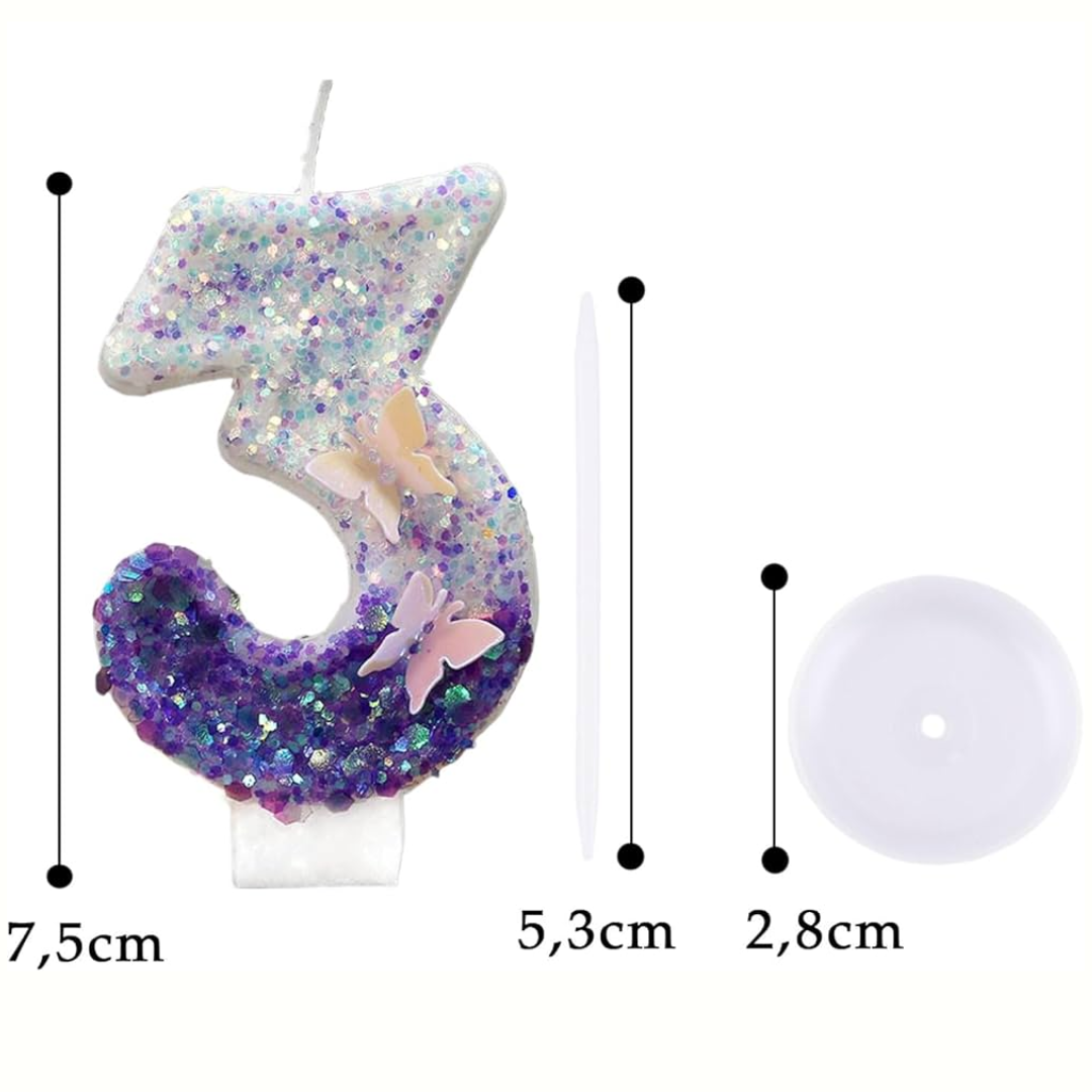 Purple Butterfly Number Candle