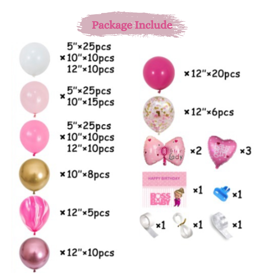 189pcs Boss Baby Girl Theme Decorations with Backdrop