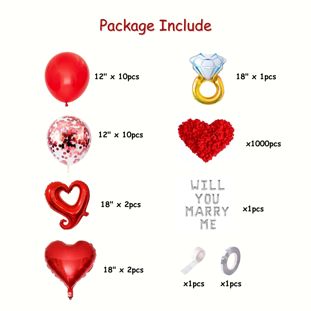 Silver - Will You Marry Me Party Decorations Kit