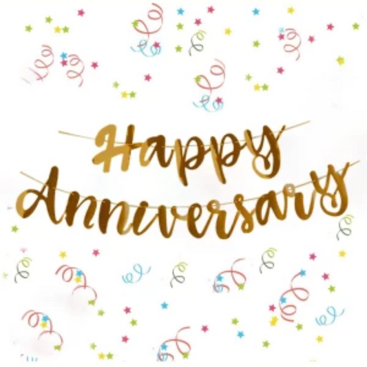 Gold Happy Anniversary Banner