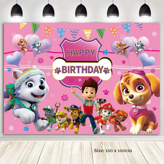 Pink Paw Patrol Party backdrop