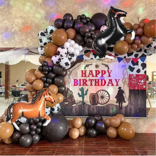 136pcs Cowboy Horse Balloon Set