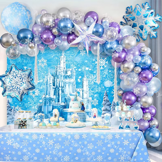 124pcs Frozen Decoration with Backdrop and Table Cover
