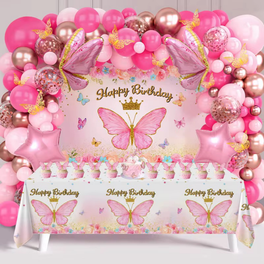 94pcs Pink Butterfly Balloon Set