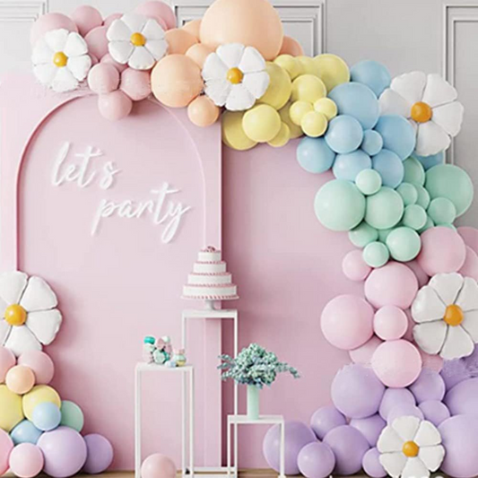 141pcs Daisy and Pastel Balloon Garland Arch
