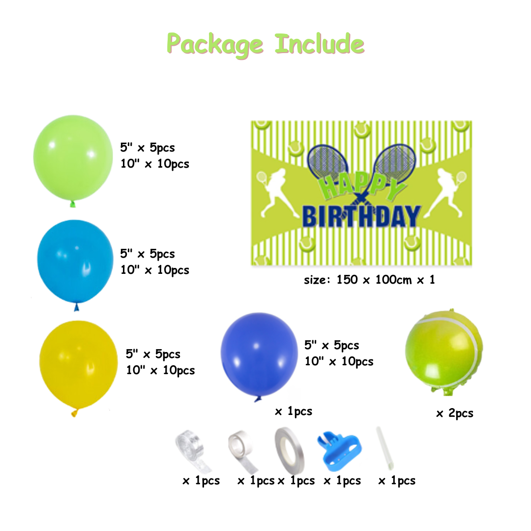 68pcs Green Tennis Theme Balloons Garland Kit