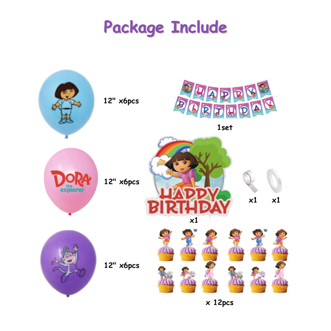 23pcs Dora Theme Balloon Decorations