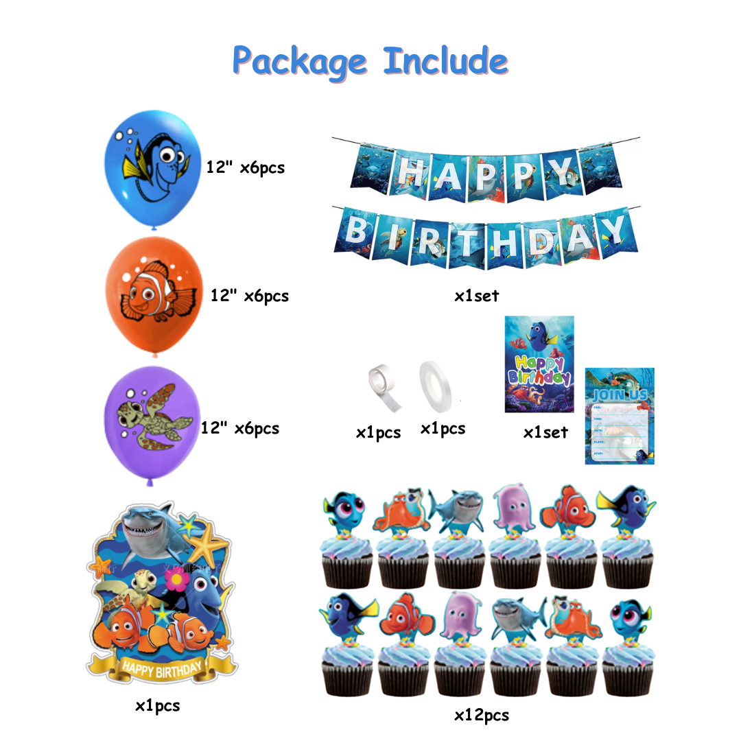 24pcs Finding Nemo Theme Balloon Decorations