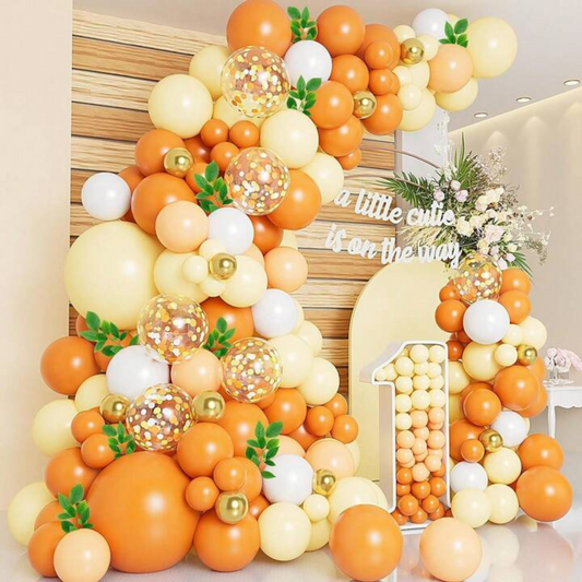 125pcs Orange Yellow Balloons Garland Kit