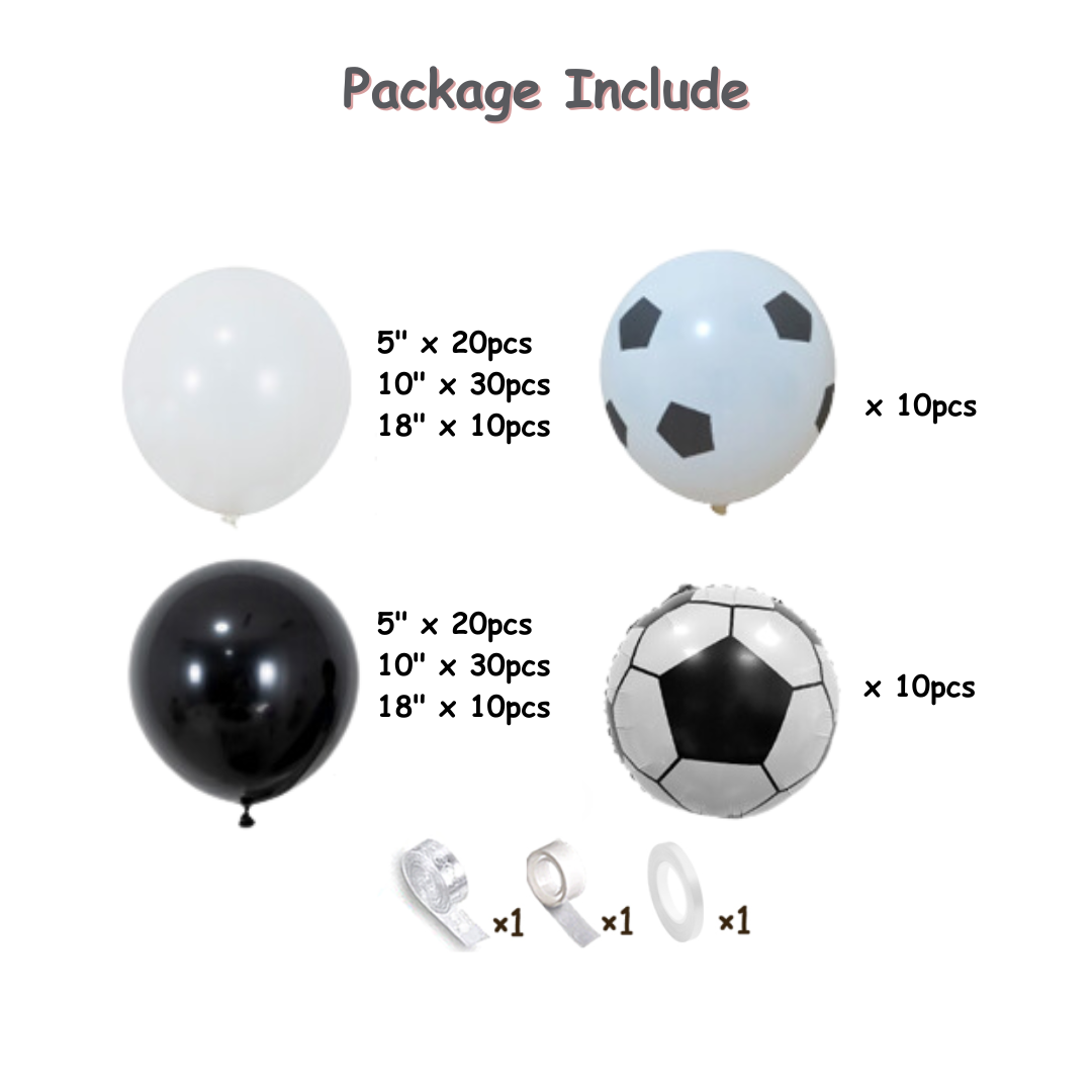 117pcs Black White Football Theme Balloons Garland Kit